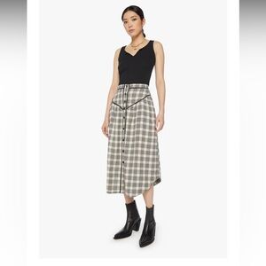 Mother The Out Skirts Western Plaid Skirt in Black and Cream, Size M